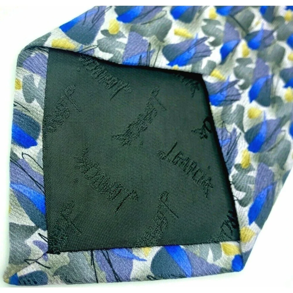 JERRY J GARCIA Artist Tie Blue Purple Gray Yellow Black 100% Silk Mens Necktie
